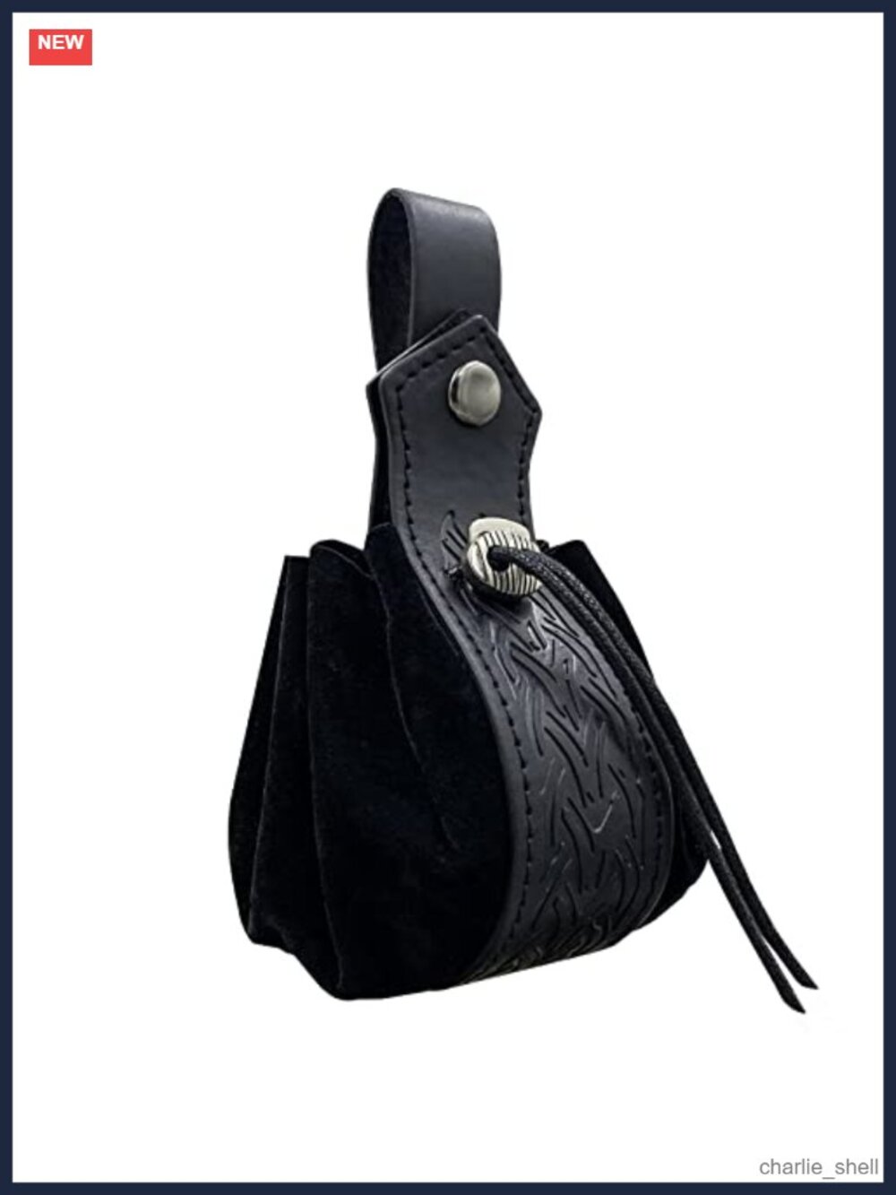 Medieval Drawstring Coin Pouch Faux Leather Belt Bag LARP Ren Faire